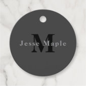 Naam en monogram | Donkergrijs Bedankjes Labels (Voorkant)