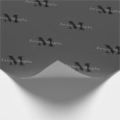 Naam en monogram | Donkergrijs Cadeaupapier (Hoek)