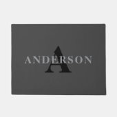 Naam en monogram | Donkergrijs Deurmat (Voorkant)