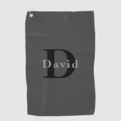 Naam en monogram | Donkergrijs Golfhanddoek (Voorkant)