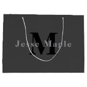 Naam en monogram | Donkergrijs Groot Cadeauzakje (Achterkant)