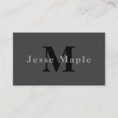 Naam en monogram | Donkergrijs Informatiekaartje (Voorkant)