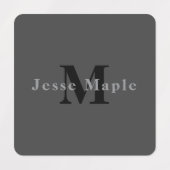 Naam en monogram | Donkergrijs Labels (Design 2)