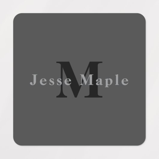 Naam en monogram | Donkergrijs Labels (Design 2)