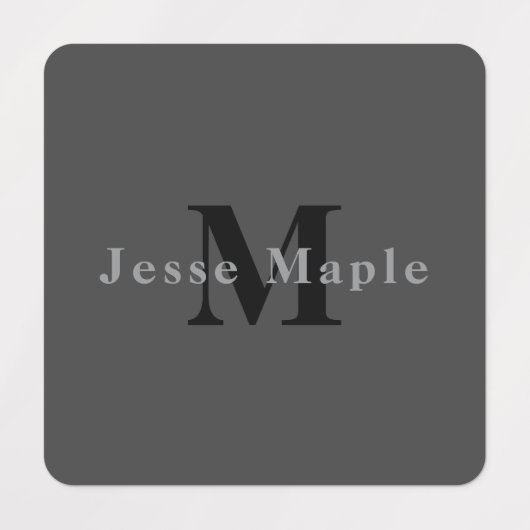 Naam en monogram | Donkergrijs Labels (Design 1)