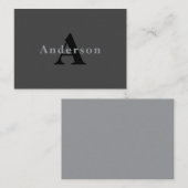 Naam en monogram | Donkergrijs Notitiekaartje (Voorkant / Achterkant)