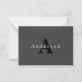 Naam en monogram | Donkergrijs Notitiekaartje (Voorkant)