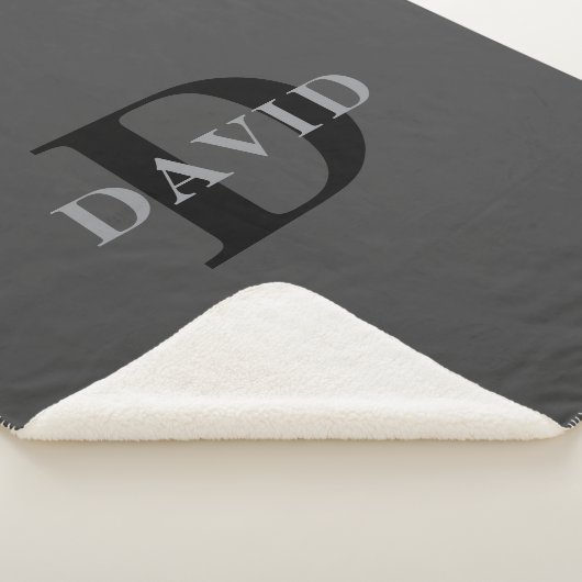 Naam en monogram | Donkergrijs Sherpa Deken (3/4)