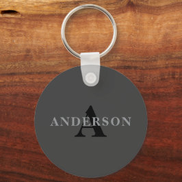 Naam en monogram | Donkergrijs Sleutelhanger