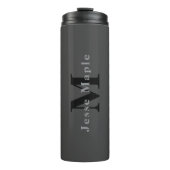 Naam en monogram | Donkergrijs Thermosbeker (Voorkant)