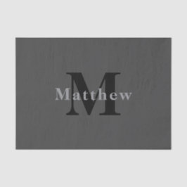Naam en monogram | Donkergrijs Tissuepapier