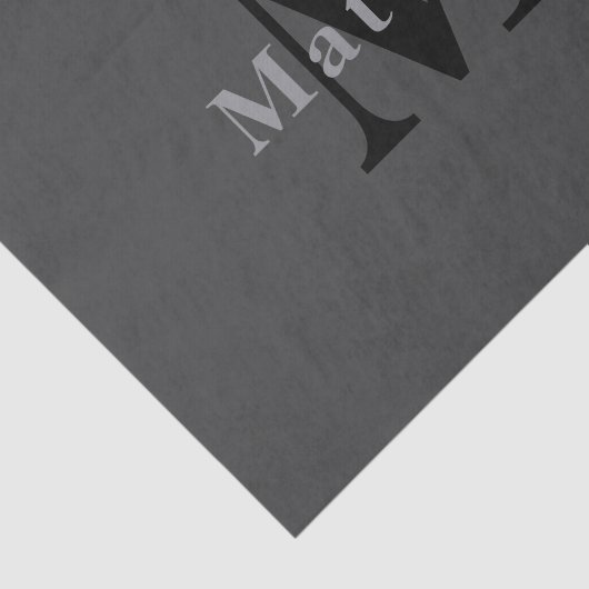 Naam en monogram | Donkergrijs Tissuepapier (Detail)