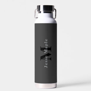 Naam en monogram Donkergrijs Waterfles