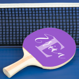 Naam en monogram letter E paars Tafeltennisbatje
