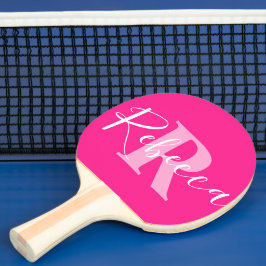 Naam en monogram letter R roze Tafeltennisbatje