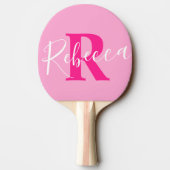 Naam en monogram letter R roze Tafeltennisbatje (Achterkant)