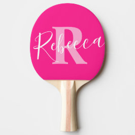 Naam en monogram letter R roze Tafeltennisbatje