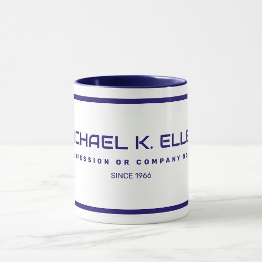 Naam en monogram Modern Blue Coffee Mok (Midden)