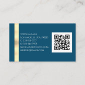 Naam en monogram, QR-code, White & Gold Marble Vs  Visitekaartje (Achterkant)
