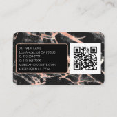 Naam en monogram, QR-code, zwart en Roos goudmarme Visitekaartje (Achterkant)