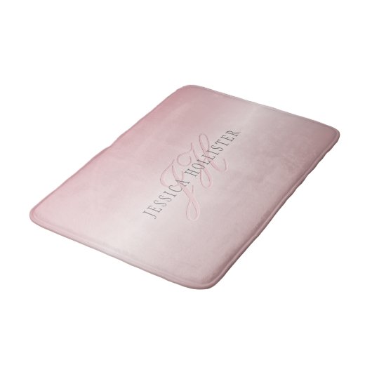 Naam en monogram | Soft FAUX Roos Gold Blush Badmat (Gekanteld)