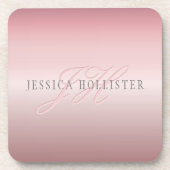 Naam en monogram | Soft FAUX Roos Gold Blush Bier Onderzetter (Voorkant)