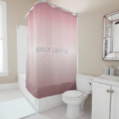 Naam en monogram | Soft FAUX Roos Gold Blush Douchegordijn (In situ)