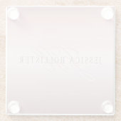 Naam en monogram | Soft FAUX Roos Gold Blush Glazen Onderzetter (Achterkant)