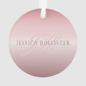 Naam en monogram | Soft FAUX Roos Gold Blush Ornament (achterkant)