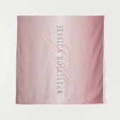 Naam en monogram | Soft FAUX Roos Gold Blush Wandkleed (Voorkant (horizontaal))