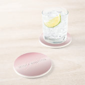 Naam en monogram | Soft FAUX Roos Gold Blush Zandsteen Onderzetter (Zijkant)