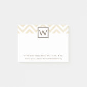 Naam en monogram van Cream Chevron Post-it® Notes (Voorkant)