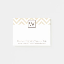 Naam en monogram van Cream Chevron Post-it® Notes