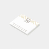 Naam en monogram van Cream Chevron Post-it® Notes (Schuin)