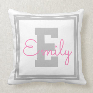 Naam en monogram van de kabelvorm Lichtgrijs en Kussen