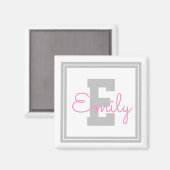 Naam en monogram van de kabelvorm | Lichtgrijs en  Magneet (Voorkant / Achterkant)