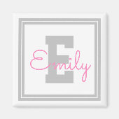 Naam en monogram van de kabelvorm | Lichtgrijs en  Magneet (Voorkant)