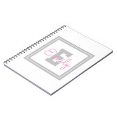 Naam en monogram van de kabelvorm | Lichtgrijs en  Notitieboek (Linkerzijde)