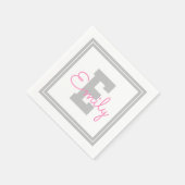 Naam en monogram van de kabelvorm | Lichtgrijs en  Servet (Hoek)