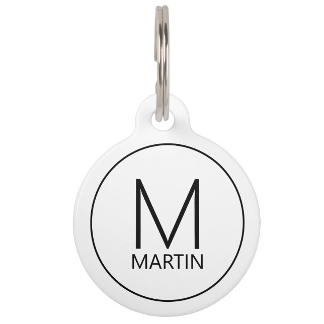 Naam en monogram van de partner met contactgegeven huisdierpenning (Voorkant)