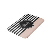 Naam en monogram van grafische roze en zwarte bred badmat (Gekanteld)