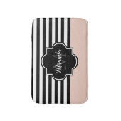 Naam en monogram van grafische roze en zwarte bred badmat (Voorkant Verticaal)