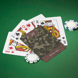 Naam en monogram van het patroon van de Camouflage Pokerkaarten