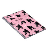 Naam en monogram van het zwarte Poodles en Bows Pa Notitieboek (Rechterzijde)
