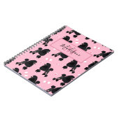 Naam en monogram van het zwarte Poodles en Bows Pa Notitieboek (Linkerzijde)