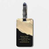 Naam en monogram, Zwarte & Gold Box en Agate Bagagelabel (Achterkant verticaal)