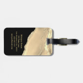 Naam en monogram, Zwarte & Gold Box en Agate Bagagelabel (Achterkant horizontaal)