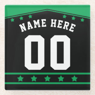 Naam en nummer Aangepaste sleutel Lacrosse Jersey Glazen Onderzetter