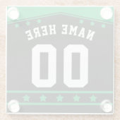 Naam en nummer Aangepaste sleutel Lacrosse Jersey Glazen Onderzetter (Achterkant)