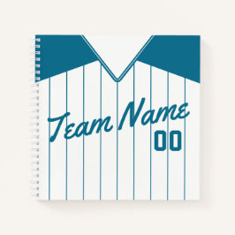 Naam en nummer Baseball Softball Blauwgroen Jersey Notitieboek